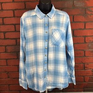 Girl Krazy‎ Blue Plaid Woman's Button Down XL